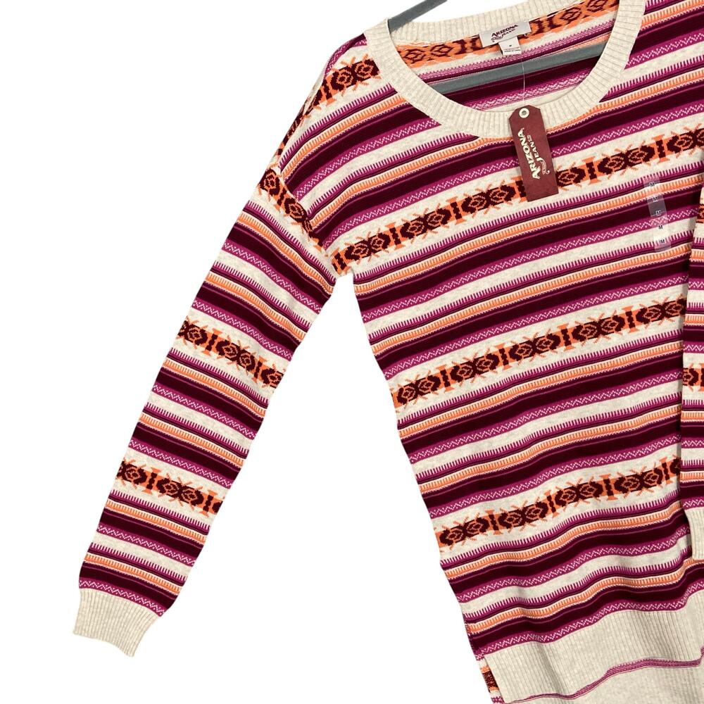 Arizona Original Jeans Stripe Scoop Neck 100% Cotton Sweater Medium - Picture 3 of 9